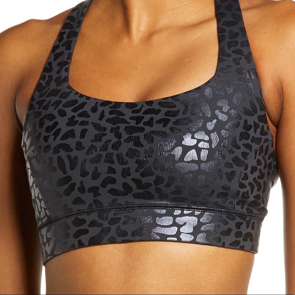 IVL Collective Black Metallic Leopard Print Chi Chi Cross Back Sports Bra Size 8